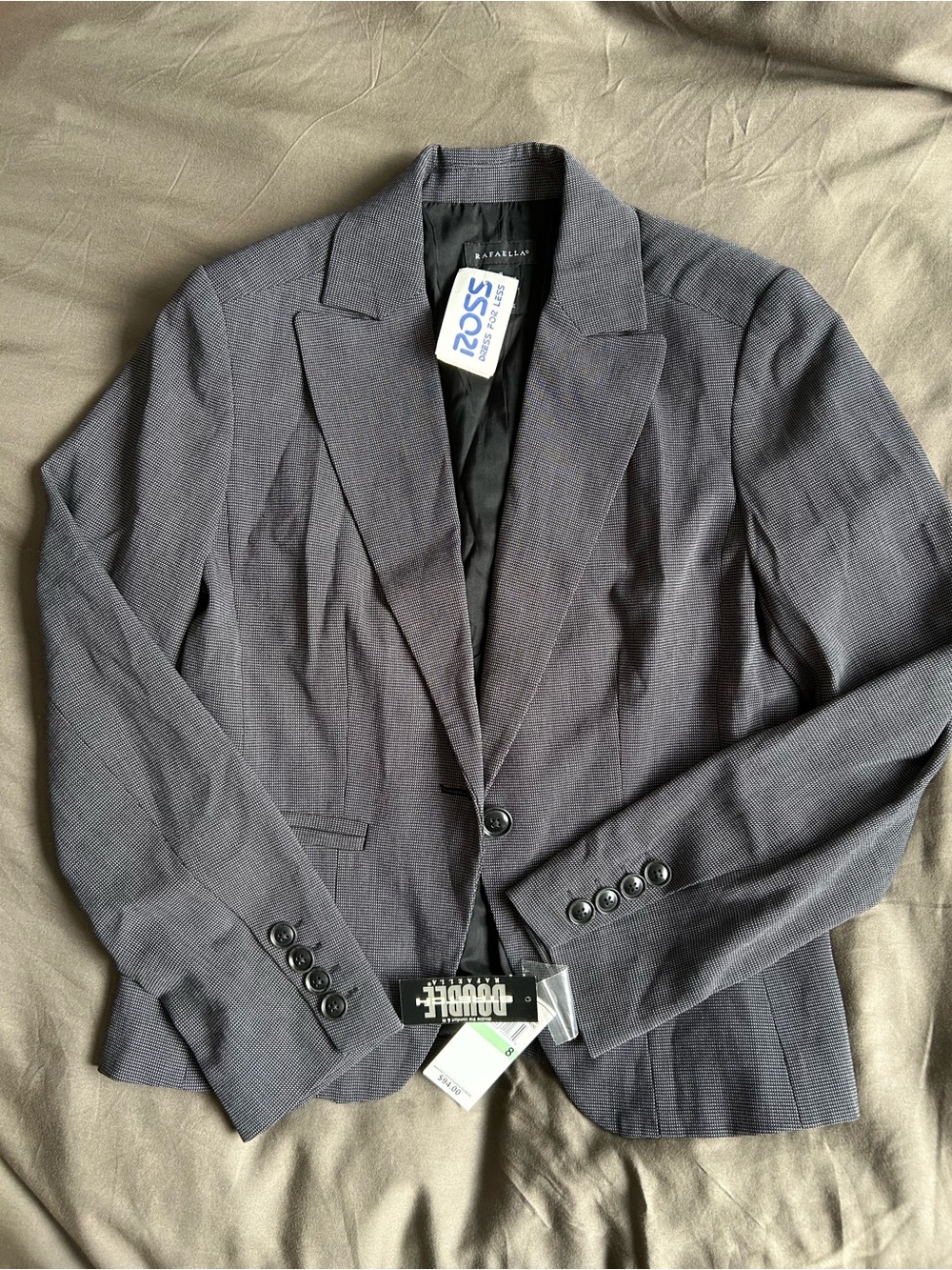 Rafaella Gray Tailored Single-Button Blazer